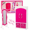 slomart LEAN TOYS Set roza pohištva za punčke: omara, ogledalo, obešalniki