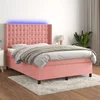 Krevet box spring s madracem LED ružičasti 140x200cm baršunasti