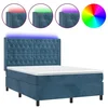 Krevet box spring s madracem LED tamnoplavi 140x200 cm baršun