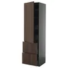 METOD/KNIVSHULT Visoka omara+plc/4prd/vrata/2 ličn, črno siva/Sinarp rjava, 60x60x220 cm