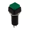 Taster plastični 3A/250V zeleni kvadratni, fi=12mm