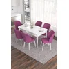 Hanah Home Set Trpezarijski sto i 6 stolica Eva, Ljubičasto-beli