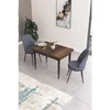 Hanah Home trpezarijski set Nil, sto i 2 stolice, ploča u dekoru drveta Baroque, dimno siva tkanina Babyface