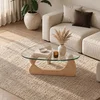Hanah Home klub sto Asimetrik, 90 cm, prirodno drvo