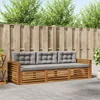 Set vanjskih sofa s jastukom 3 pcs Prirodna i svijetlo siva
