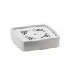 CIXI freestanding soap dish, porcelain, white/blue - Bela - 105x30x105 mm - Gedy - CIXI - 24 - Porcelan - Posoda za milo - Kvadratni - 105 - 30 - 105 - 14