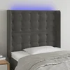 Vidaxl LED posteljno vzglavje temno sivo 83x16x118/128 cm žamet