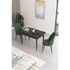 Hanah Home trpezarijski set Nil, sto i 2 stolice, ploča u dekoru crnog mermera, kaki zelena tkanina Babyface