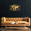 Wallity Zidna dekoracija World Map With Compass, 58x85 cm, Zlatne boje