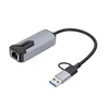 Adapter Type C - USB 3.0 JWD na 5Gbps Gigabitni LAN sivo crni