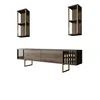 Hanah Home Gold Line TV polica, Braon-crna