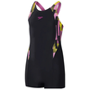Speedo printed panel legsuit girls black/pink 116cm