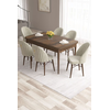 Hanah Home Set Trpezarijski sto i 6 stolica Roz, Krem-braon