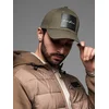 Ombre Mens baseball cap with visor and large patch - khaki