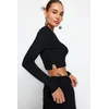 Trendyol Black Super Crop Heart Accessory Knitwear Sweater