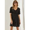 Bianco Lucci Womens Elastic Waist Wrapped V-Neck Dress