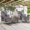 5-dijelni vrtni bistro set od poliratana i bagremovog drva sivi