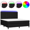 Vidaxl Box spring postelja z vzmetnico LED črna 160x200 cm blago