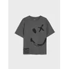 Sinsay - Pamučna oversize majica s printom SmileyWorld® - tamno siva