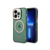 GUESS Gold Outline Translucent Maska za iPhone 14 Pro Max, MagSafe, Zelena
