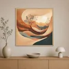 WallXpert uramljena slika na platnu Cc-K-Ah-1006, stilizovani pejzaž sa drvećem i suncem u toplim tonovima, 60 x 60 cm