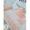Bubamara 037 Set za krevetac sa ogradom od pletenica, Bez lastiša, Svetlo roze