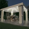 Den Paviljon z zaveso in LED lučkami 4x3 m kremno bel