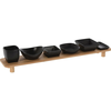 Vilde 139307 - Keramičke činije na banbus dasci – Crne, 50 cm, set od 7 komada