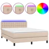 Krevet box spring madrac LED cappuccino 140x190cm umjetna koža