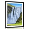 Plakat s paspartujem značilen slap na Islandiji - 30x45 black