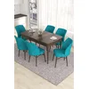 Hanah Home Set Trpezarijski sto i 6 stolica Eva, Tirkizno-braon