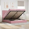 Vidaxl Otomanski posteljni okvir z vzmetnicami roza 180x200cm žamet