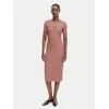 Obleka Calvin Klein Jeans Ss 2X2 Baby Rib Logo Midi Dress Sierra Brown M