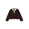 WE Fashion Majica temno rjava/bela