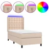 Krevet box spring i madrac LED cappuccino 80x200cm umjetna koža