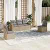5-dijelni set vrtnih sofa s jastucima bež od poliratana