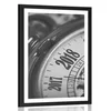 Plakat s paspartujem vintage žepna ura v črnobeli varianti - 40x60 white