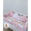Bubamara037 Pletenica za krevetac, Četvorostruka, 120cm, Roze-bela