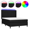 Vidaxl Box spring postelja z vzmetnico LED črna 140x190 cm blago