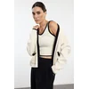 Trendyol Stone Color Block Knit Cardigan