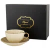 Darilna skodelica za kavo in čaj iz kremnega porcelana s krožnikom 220 ml