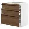 METOD / MAXIMERA Pod.elem.3front/2dnj/1srd/1vis.fiok, bela/Stensta tamnobraon jasenov furnir, 80x60 cm