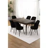Hanah Home trpezarijski set Pir, sto i 6 stolica, ploča u dekoru drveta Baroque, crna tkanina Babyface