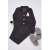 Trendyol Anthracite Polka Dot Animal Printed Polar Fleece Knitted Pajama Set