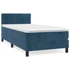 Vidaxl Box spring postelja z vzmetnico temno moder 90x190 cm žamet
