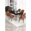 Hanah Home trpezarijski set Via, sto na razvlačenje i 6 stolica, ploča u dekoru crnog mermera, terakota tkanina Jerry