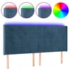 Vidaxl LED posteljno vzglavje temno modro 163x16x118/128 cm žamet