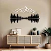 WallXpert metalni zidni ukras DCV-1123-MT, planinski vrh i šuma sa odrazom u jezeru, 100 x 70 cm, crno-beli