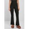 Womens high-waisted leggings with flared ribbing black