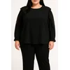 Plus size bluza s čipko, črna